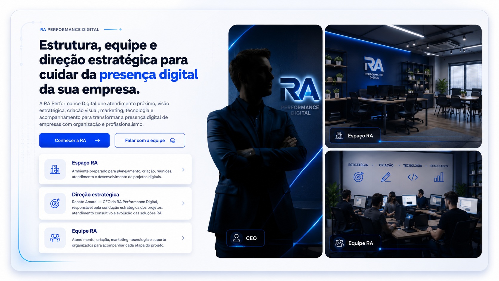 Estrutura, equipe e direção estratégica da RA Performance Digital